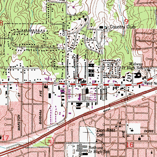 Topographic Map of Trinity United Methodist Church, LA