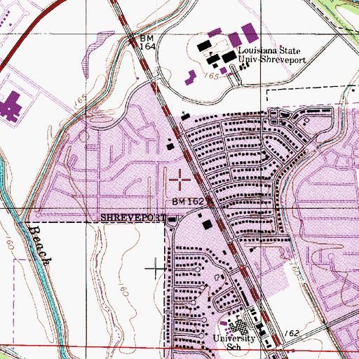 Topographic Map of Turtle Creek Plaza Shopping Center, LA