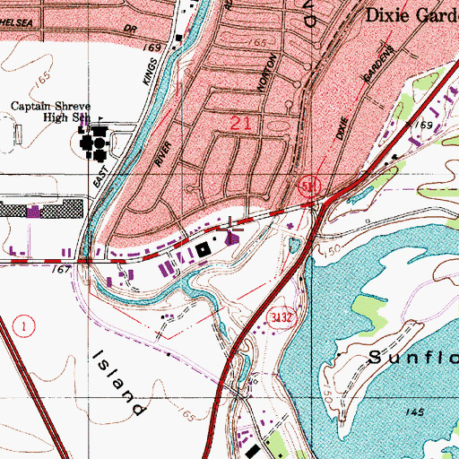 Topographic Map of University Church of Christ, LA