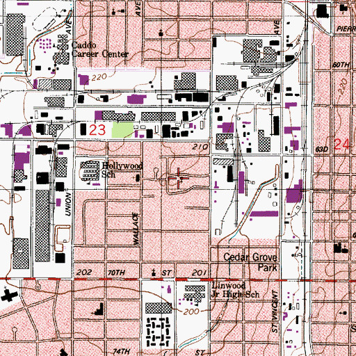 Topographic Map of Victory Temple Church of God in Christ, LA