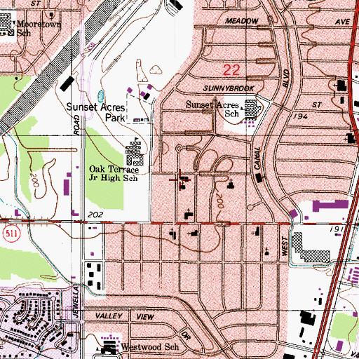 Topographic Map of Westside Baptist Church, LA