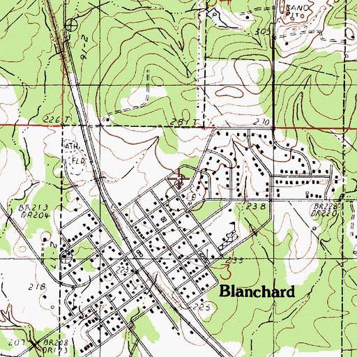 Topographic Map of Blanchard United Methodist Church, LA