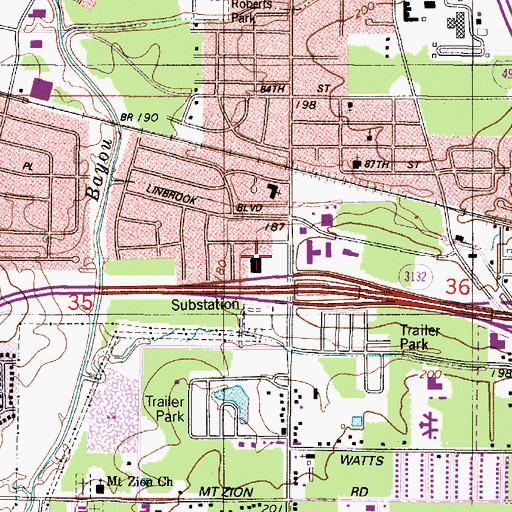 Topographic Map of Lynbrook Shopping Center, LA