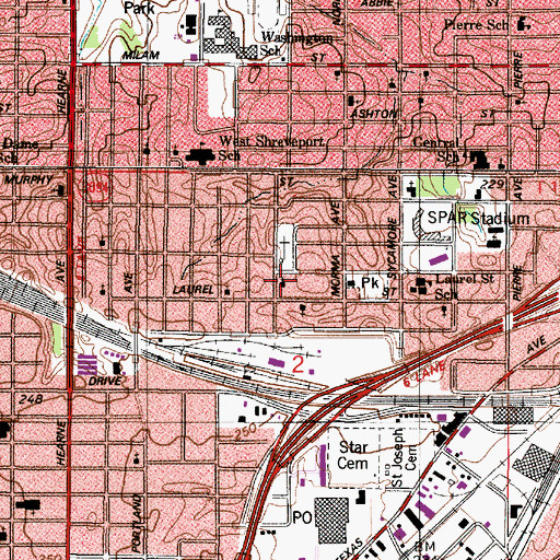 Topographic Map of Mount Sinai Missionary Baptist Church, LA