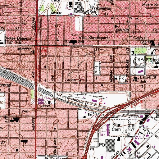 Topographic Map of New Vision Baptist Church, LA