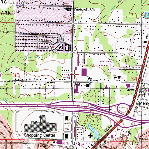 Topographic Map of South Jewella Plaza Shopping Center, LA