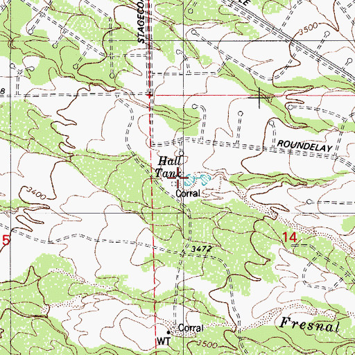 Topographic Map of Hall Tank, AZ