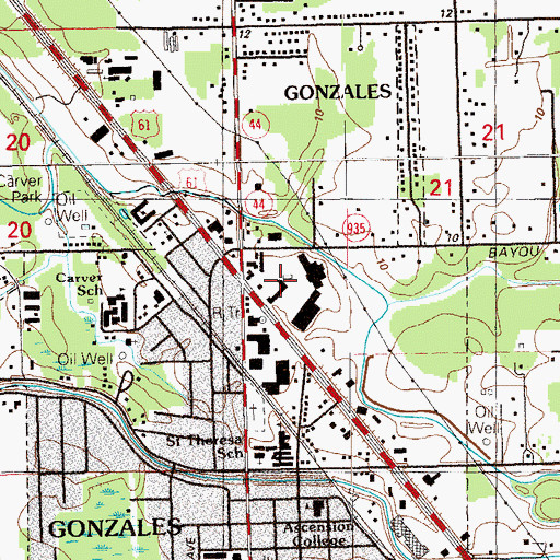 Topographic Map of Bayou Plaza Shopping Center, LA