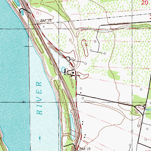 Topographic Map of Bowden, LA