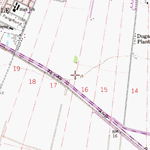 Topographic Map of Donaldsonville Primary School, LA