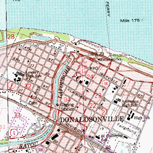 Topographic Map of Donaldsonville Historic District, LA
