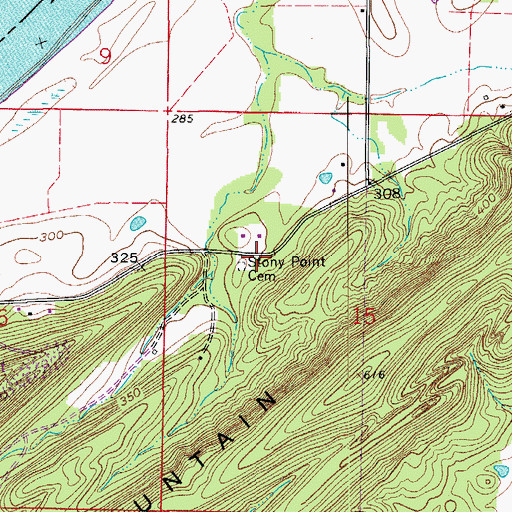 Topographic Map of Stony Point Cemetery, AR