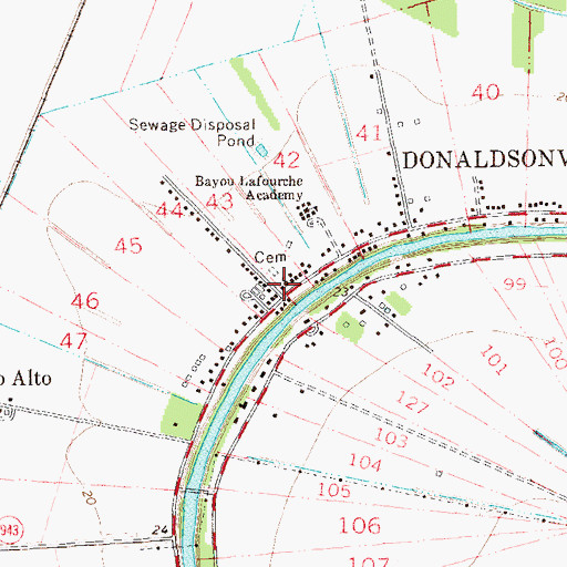 Topographic Map of Emanuel Baptist Church, LA