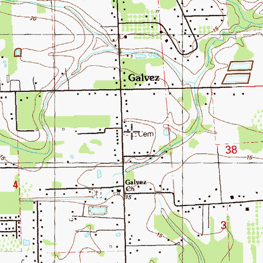 Topographic Map of Ficklin Cemetery, LA