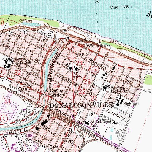 Topographic Map of First United Methodist Church, LA