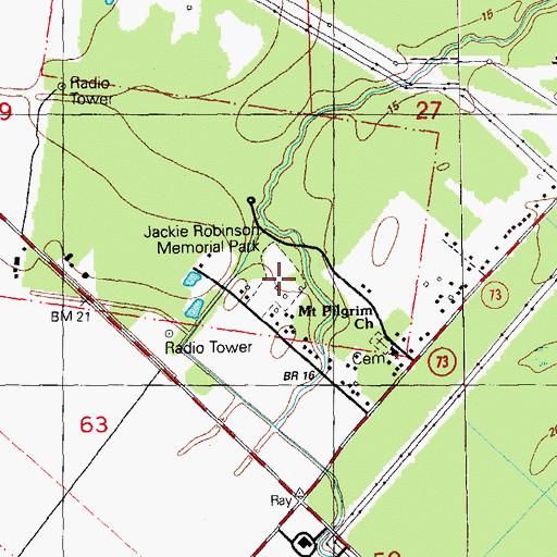 Topographic Map of Jackie Robinson Memorial Park, LA