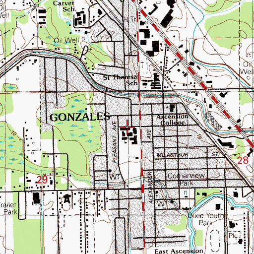 Topographic Map of LeBlanc Special Services School, LA