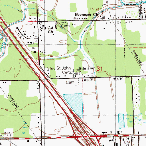 Topographic Map of Little Zion School (historical), LA
