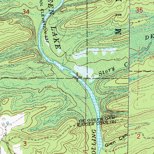 Topographic Map of Story Creek, AR