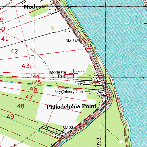 Topographic Map of Modeste Park, LA