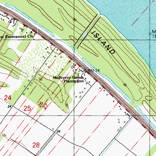 Topographic Map of Mulberry Grove Plantation, LA