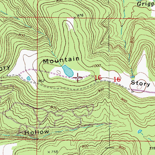 Topographic Map of Story Mountain, AR