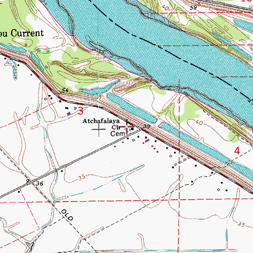 Topographic Map of Atchafalaya Cemetery, LA