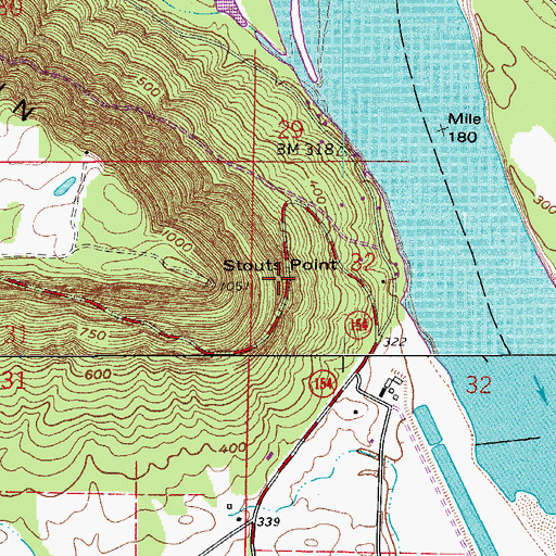 Topographic Map of Stouts Point, AR