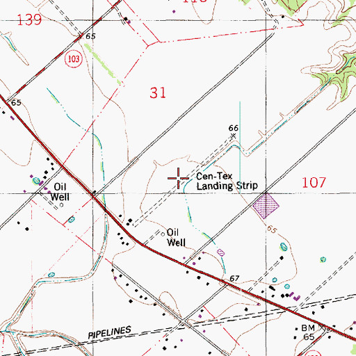 Topographic Map of Cen-Tex Landing Strip, LA