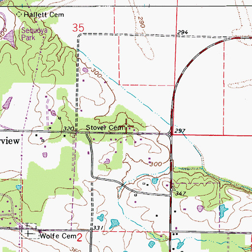 Topographic Map of Stover Cemetery, AR