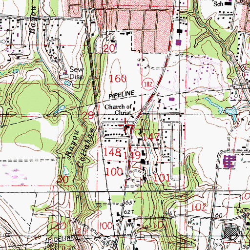 Topographic Map of Church of Christ, LA