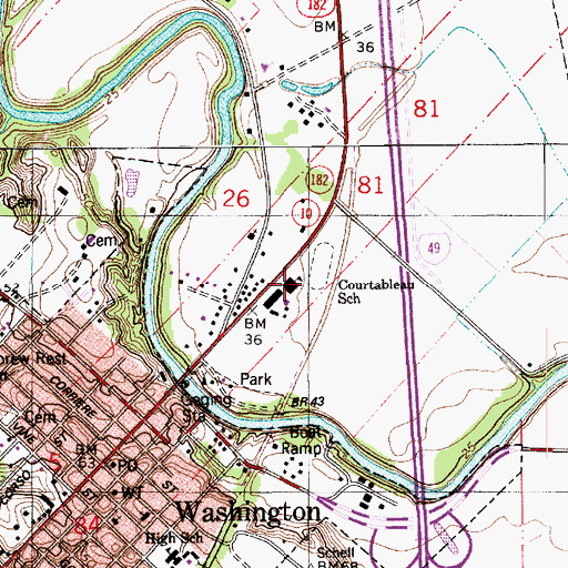Topographic Map of Courtableau School, LA