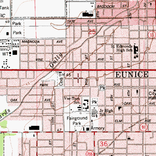 Topographic Map of Emmanuel Baptist Church, LA