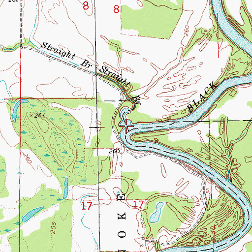 Topographic Map of Straight Branch, AR