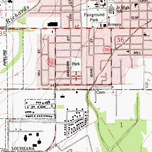 Topographic Map of Eunice Fellowship Church, LA