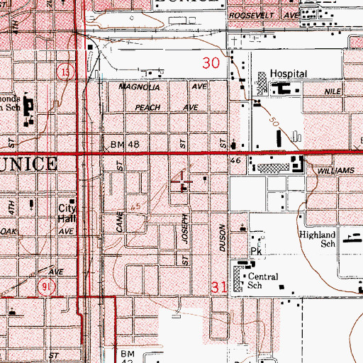 Topographic Map of Freedom Baptist Church, LA