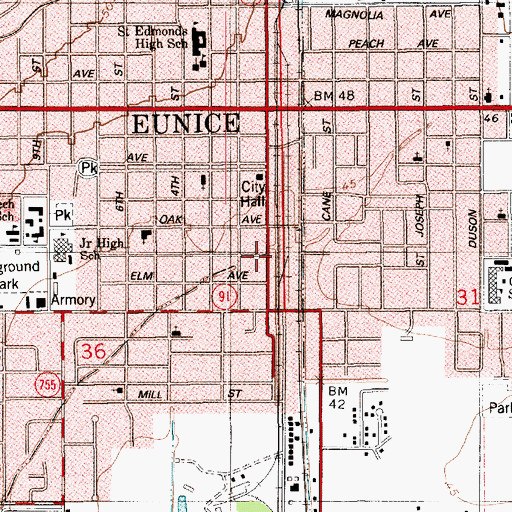 Topographic Map of Golden Star Baptist Church, LA