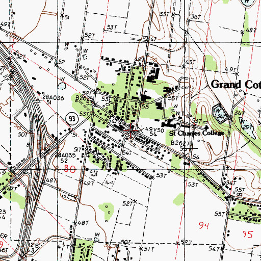Topographic Map of Grand Coteau Town Hall, LA