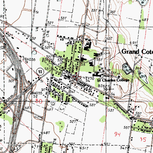 Topographic Map of Grand Coteau Historic District, LA