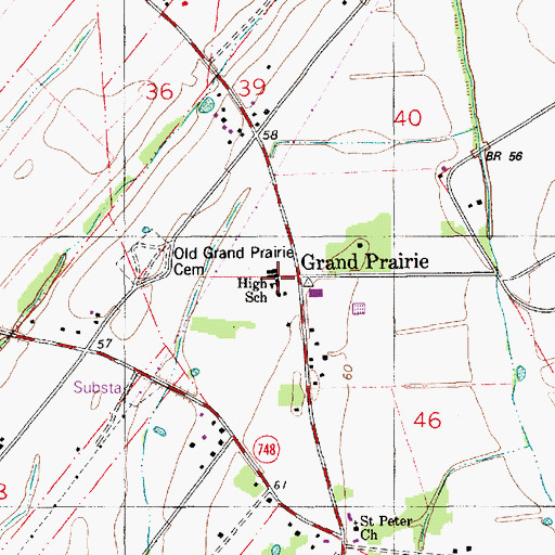 Topographic Map of Grand Prairie Elementary School, LA