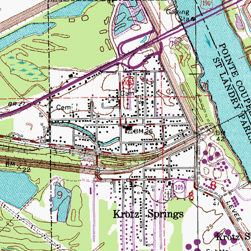 Topographic Map of Krotz Springs Elementary School, LA