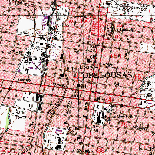 Topographic Map of Lawyers Row, LA