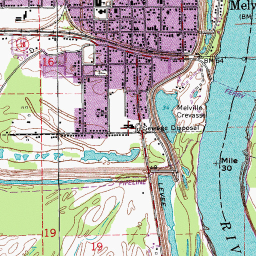 Topographic Map of Melville Elementary School, LA