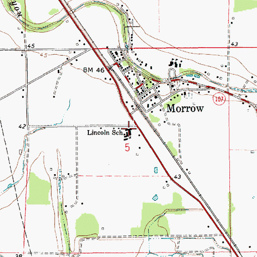 Topographic Map of Morrow Elementary School, LA