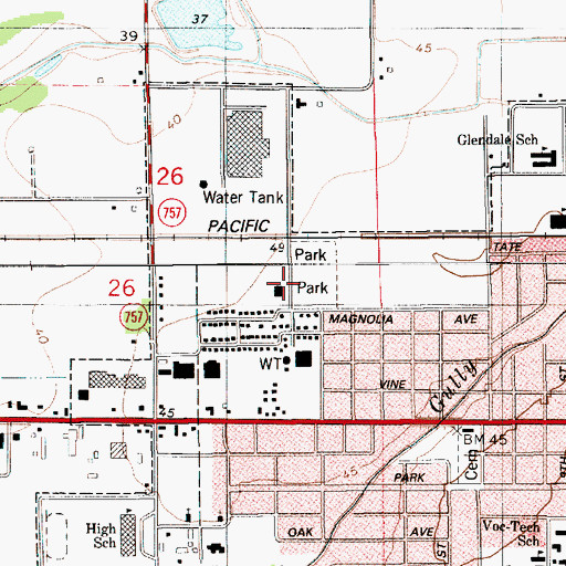 Topographic Map of Northwest Community Center, LA