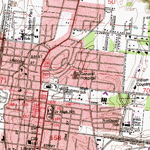 Topographic Map of Opelousas General Health System Main Campus, LA