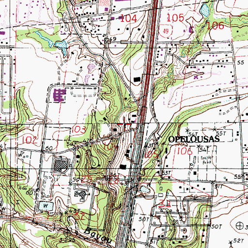 Topographic Map of Opelousas Pentecostal Church, LA