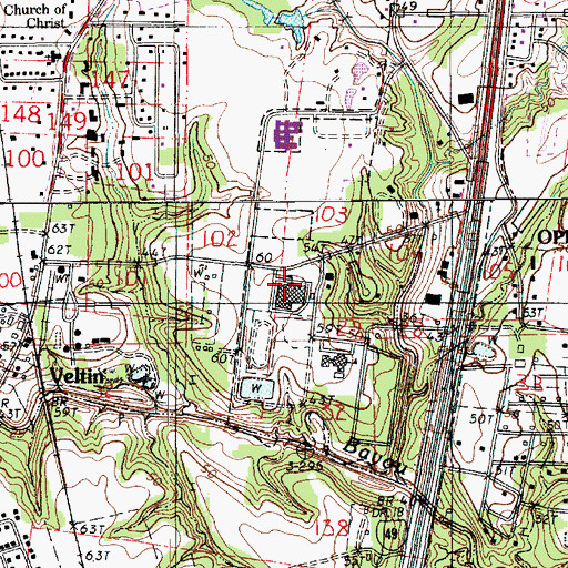 Topographic Map of Opelousas High School, LA