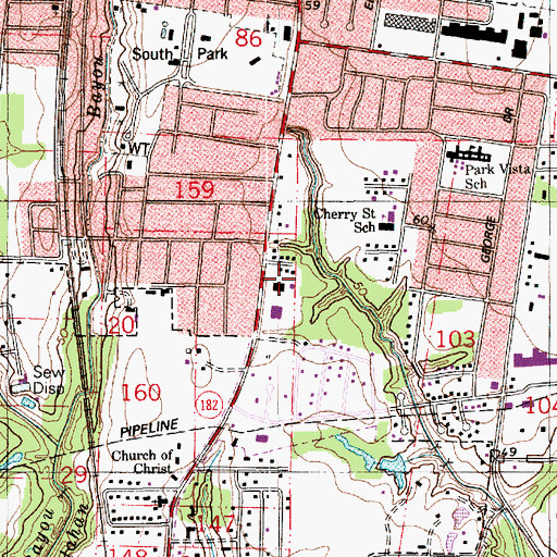 Topographic Map of Our Lady Queen of Angels Catholic Church, LA