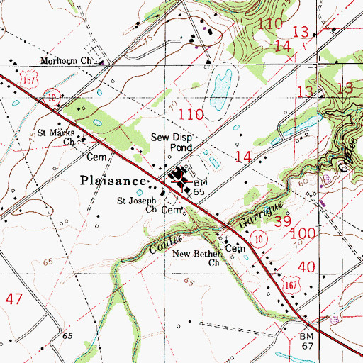 Topographic Map of Plaisance Elementary School, LA